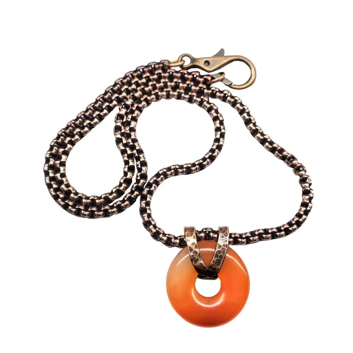 AMD1198Carnelian Gemstone Donut Copper Venezianer Box Chain NecklaceJewelryNecklace$ 59.00Alexa Martha Designs