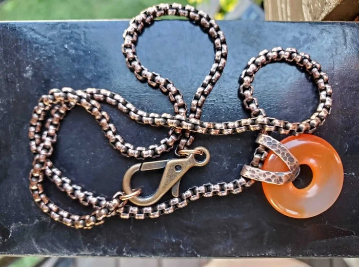 AMD1198Carnelian Gemstone Donut Copper Venezianer Box Chain NecklaceJewelryNecklace$ 59.00Alexa Martha Designs