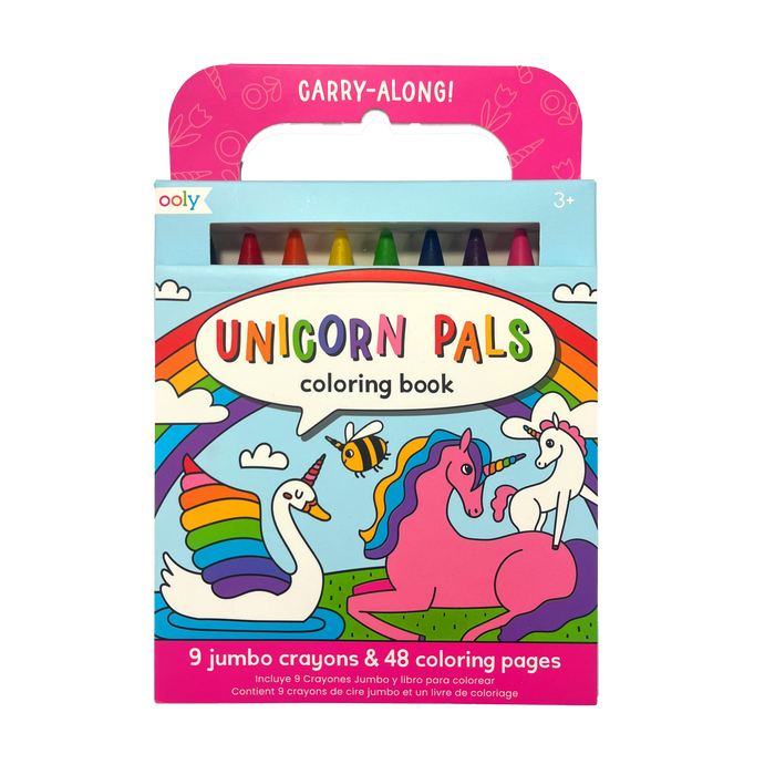 OOLY Carry Along! Coloring Book and Crayon Set - Unicorn Pals front of packaging