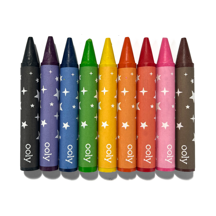 OOLY Carry Along! Coloring Book and Crayon Set - Unicorn Pals with crayons displayed in a row