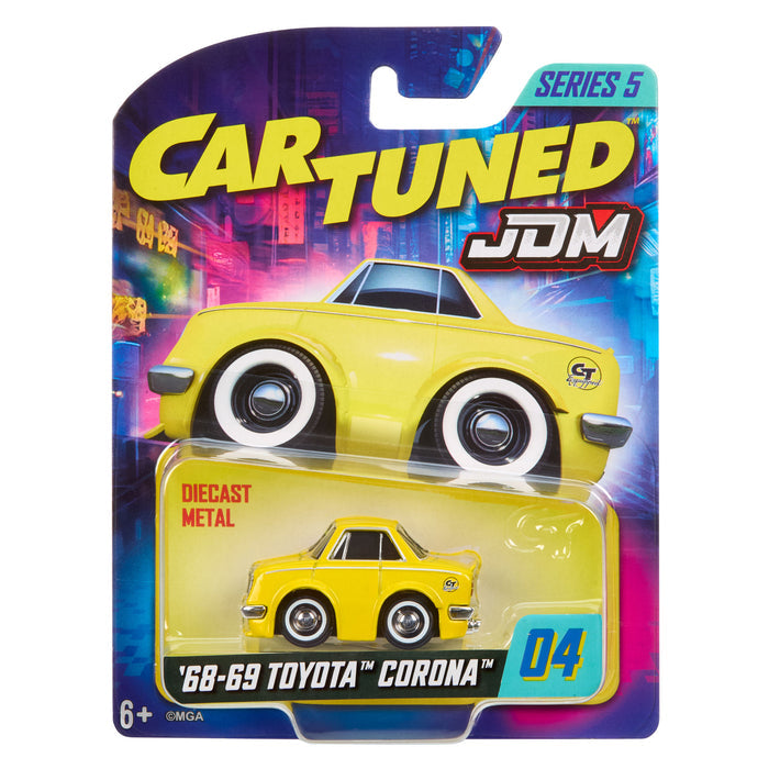 Cartuned JDM toy car packaging with ’68-’69 Toyota Corona