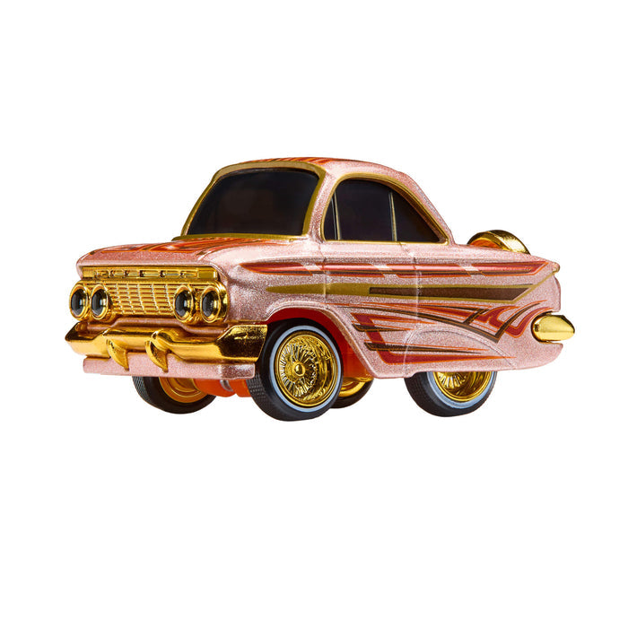 Car with gold accents on a white background