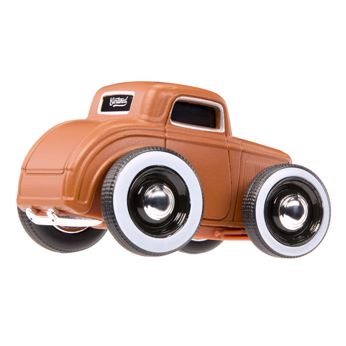 Back of Brown car with text "CarTuned" on window on a white background