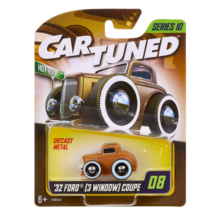 CarTuned Mainline Series Ten- 1932 Ford Coupe (Hot Rods) color Brown in packaging on white background