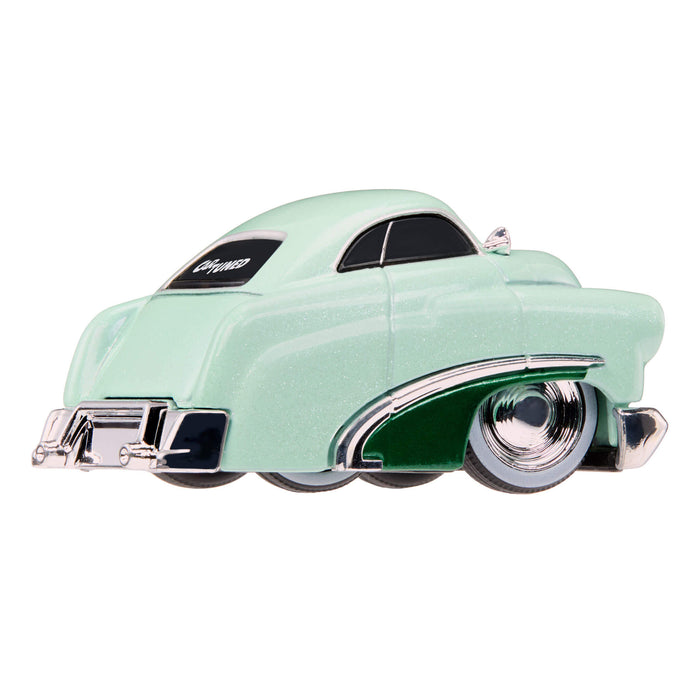 Light green car on white background