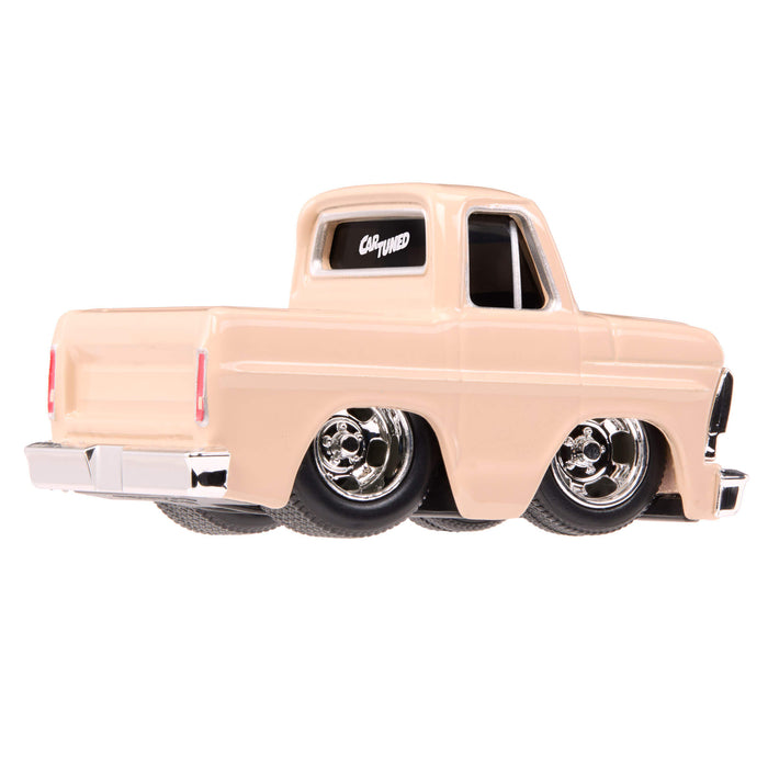 Peach truck with text "CarTuned" on back window on a white background