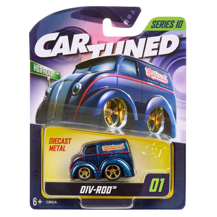 CarTuned Mainline Series Ten - Div-Rod in a Sparkle Blue color, in packaging on white background