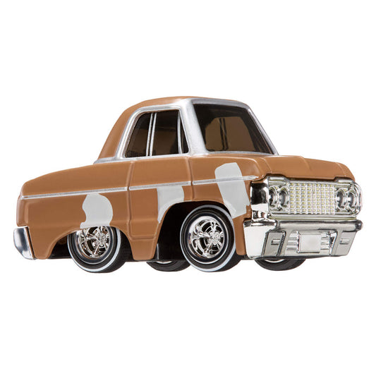 Model of a vintage car with a brown body on a white background
