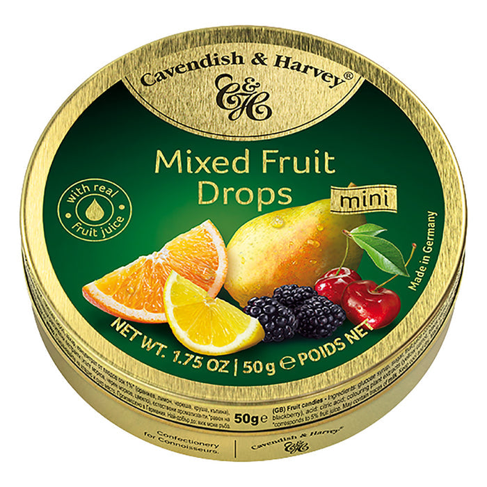 Cavendish & Harvey Drops Mixed Fruit 1.75oz Tin - 7ct