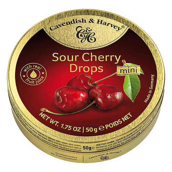 Cavendish & Harvey Drops Sour Cherry 1.75oz Tin - 7ct