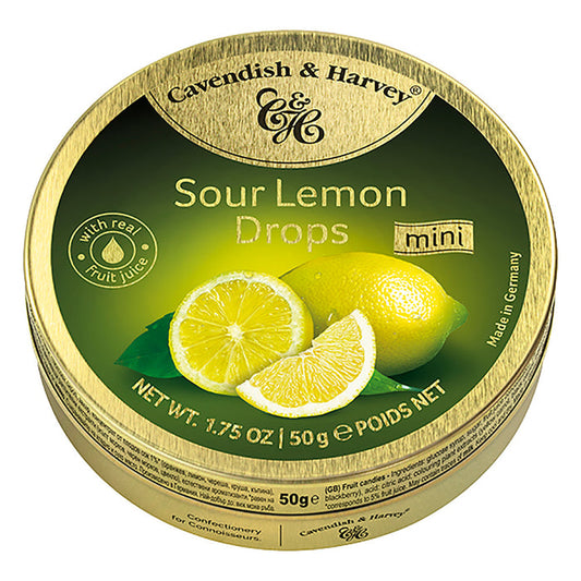 Cavendish & Harvey Drops Sour Lemon 1.75oz Tin - 7ct