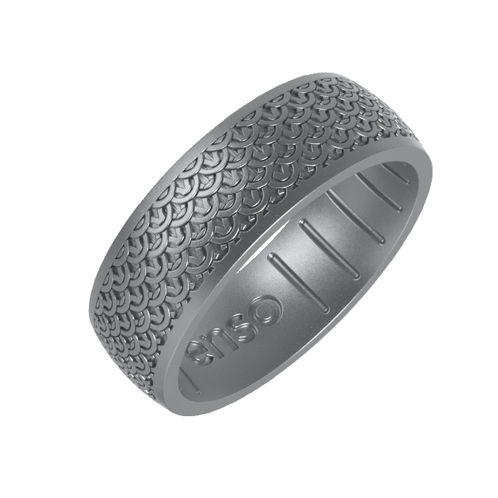 Etched Signature Silicone Ring - Chainmail - Silver
