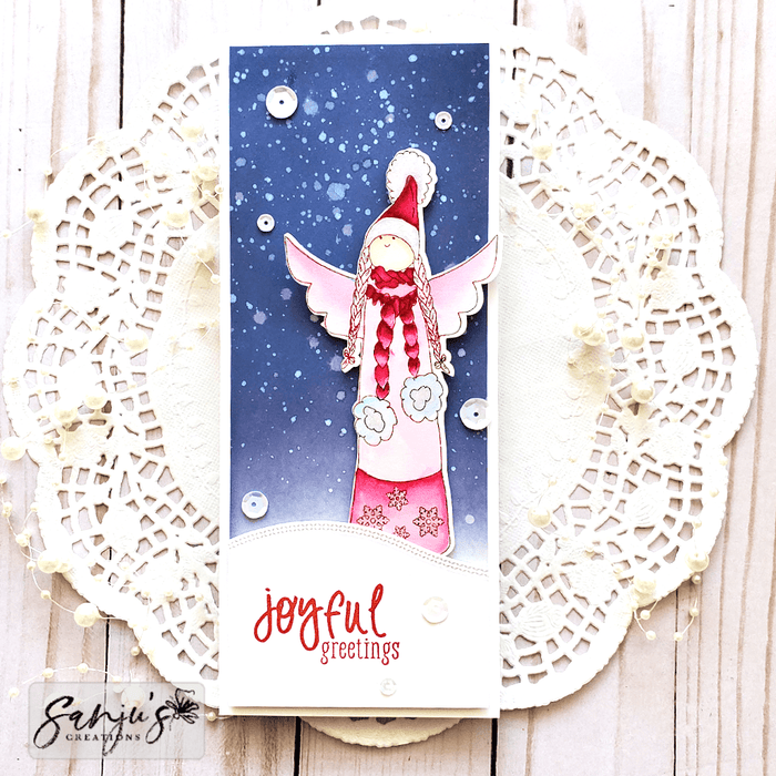 Christmas Angle Slimline Card Panel Digital Stamp - alexsyberiadesigns