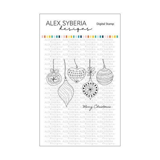 Christmas Ornaments Digital Stamp