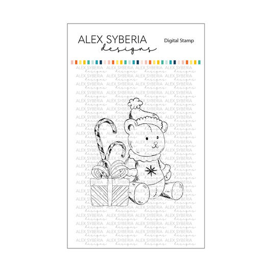 Christmas Vintage Bear Digital Stamp