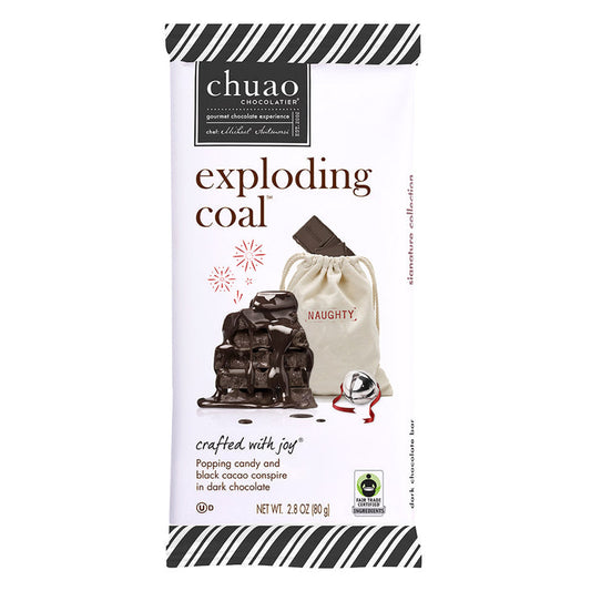Chuao Chocolatier Exploding Coal Dark Chocolate Bar - 12 Count