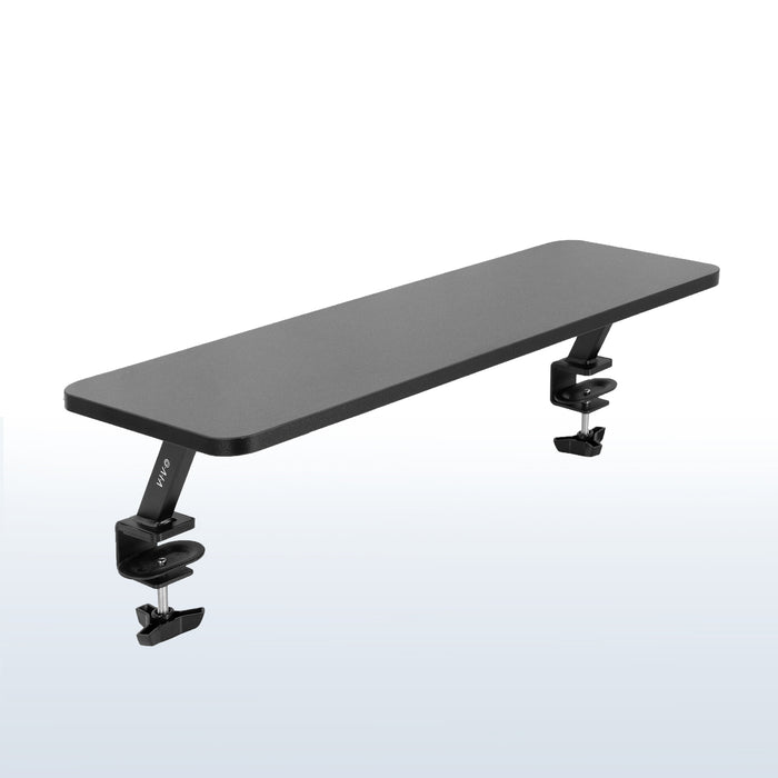 Clamp-on the desk riser with two monitors.