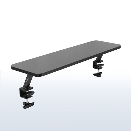 Clamp-on the desk riser with two monitors.