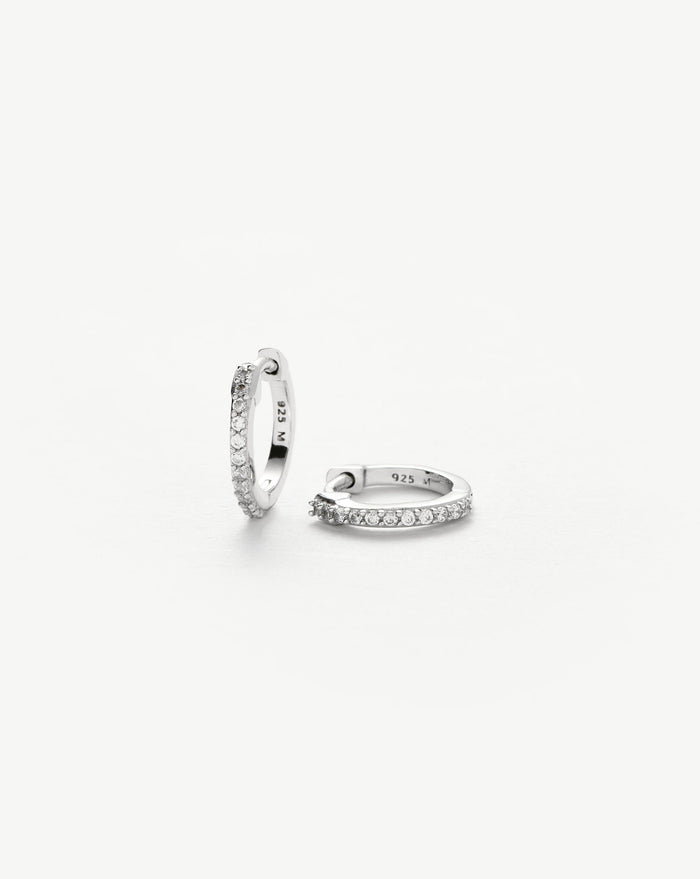 Classic Pave Huggies | Sterling Silver/Cubic Zirconia Earrings Missoma