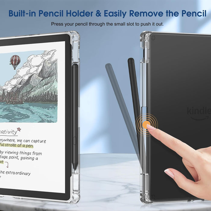 Clear Back Cover for Kindle Scribe 11" 2025 (3rd Gen) w/Built-in Pen Holder | Fintie