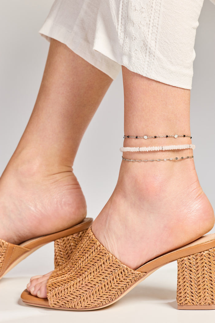 Clear Quartz Semi-Precious Beaded Anklet