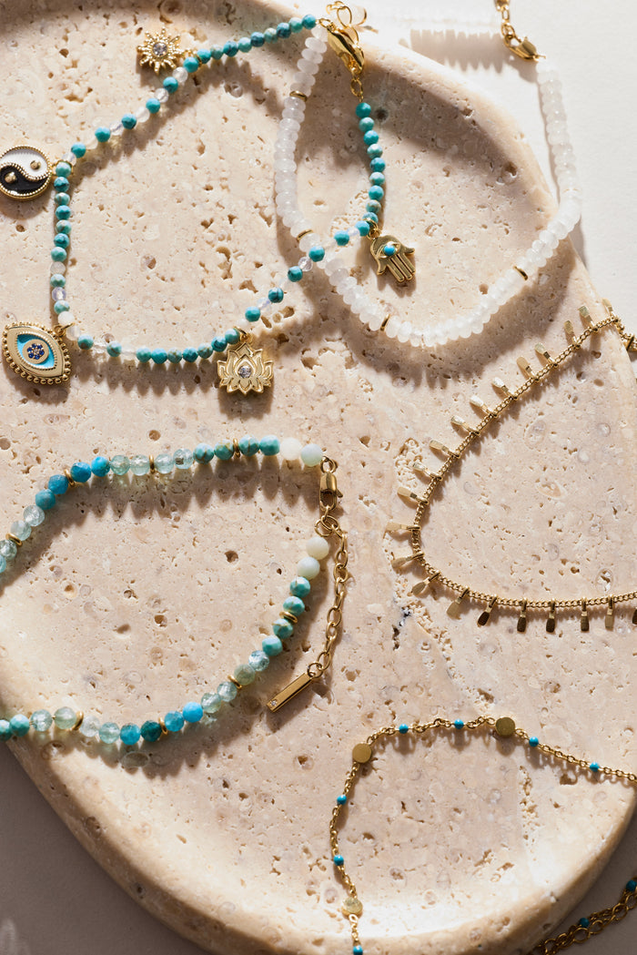 Clear Quartz Semi-Precious Beaded Anklet
