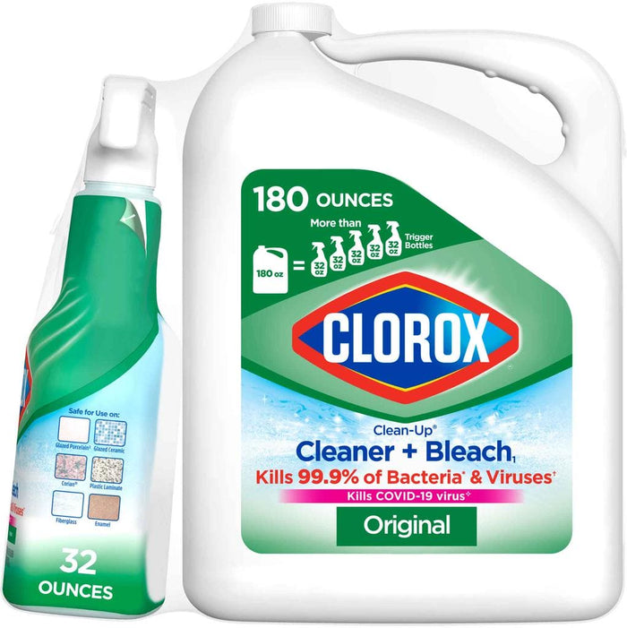 Clorox Clean-Up Cleaner, Bleach and Disinfectant 5.32 L + 946 mL / 180 oz + 32 oz. The power of Clorox in the comfort of a spray bottle.-12463 Hannah Frederick