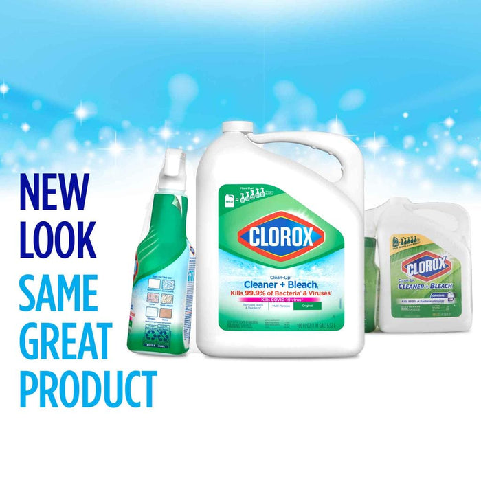 Clorox Clean-Up Cleaner, Bleach and Disinfectant 5.32 L + 946 mL / 180 oz + 32 oz. The power of Clorox in the comfort of a spray bottle.-12463 Hannah Frederick