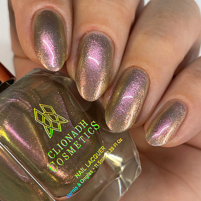 Close up of nails done with Cobblestone nail lacquer on fair skin tone
