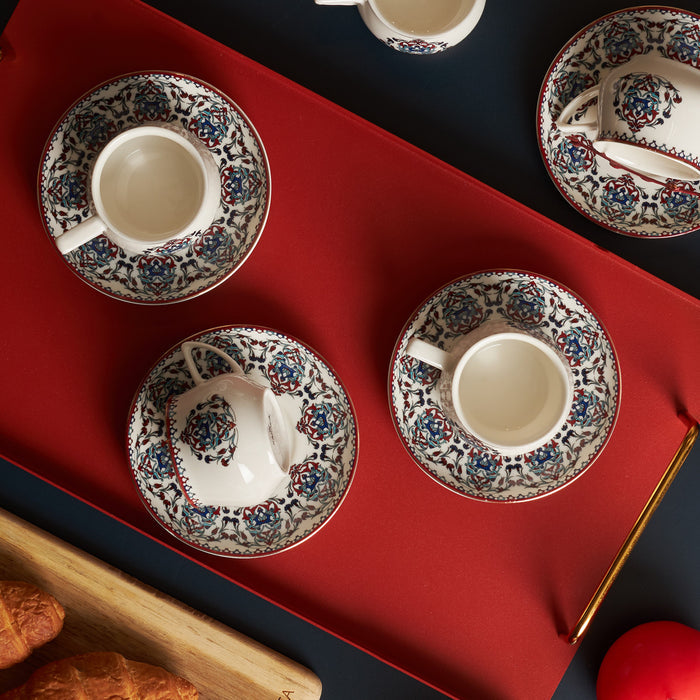 Coffret de tasses à café Karaca Nakkaş pour 6 personnes, 100 ml