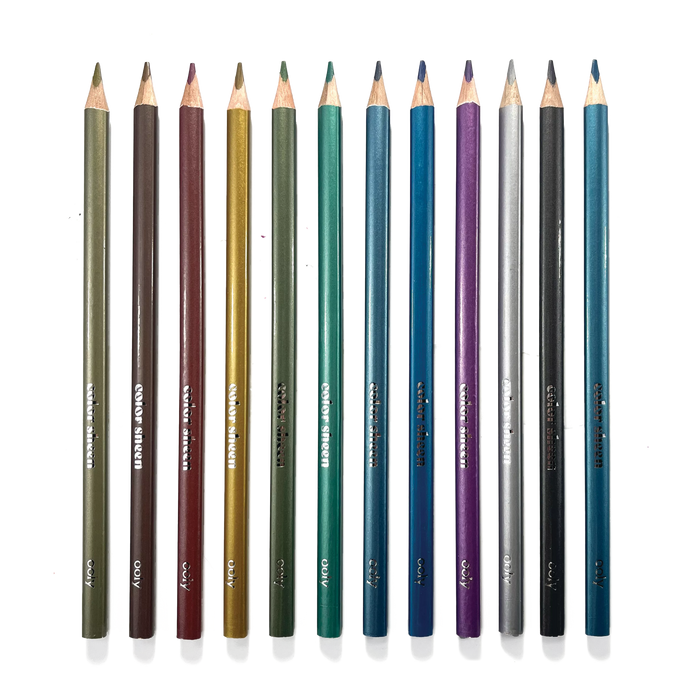 Color Sheen Metallic Colored Pencils - Set of 12 row of all pencils