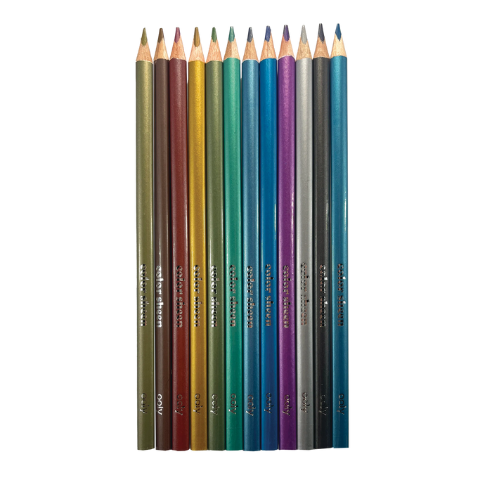 Color Sheen Metallic Colored Pencils - Set of 12 row of all pencils together