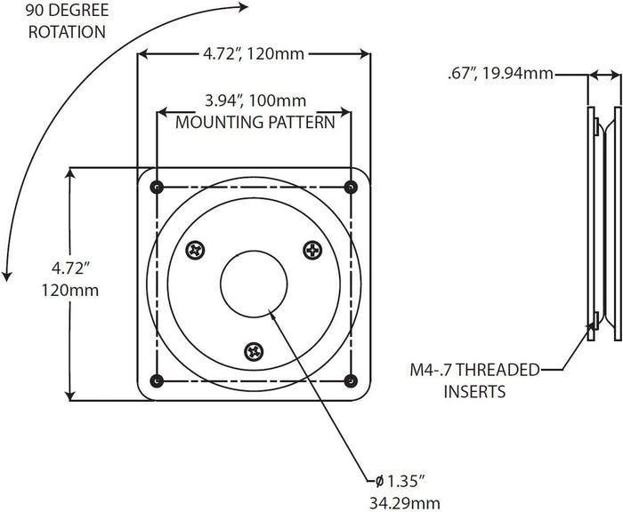 Compulocks VESA 100mm Rotating Plate Black
