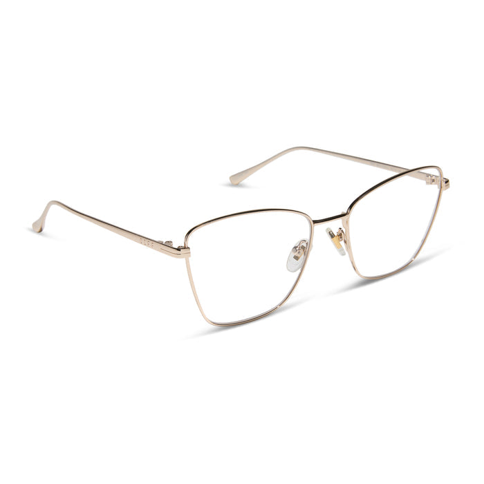 diff eyewear featuring the connie cat eye prescription glasses with a gold frame angled view