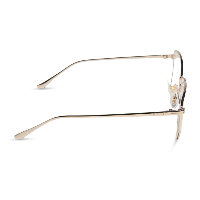 diff eyewear featuring the connie cat eye prescription glasses with a gold frame side view