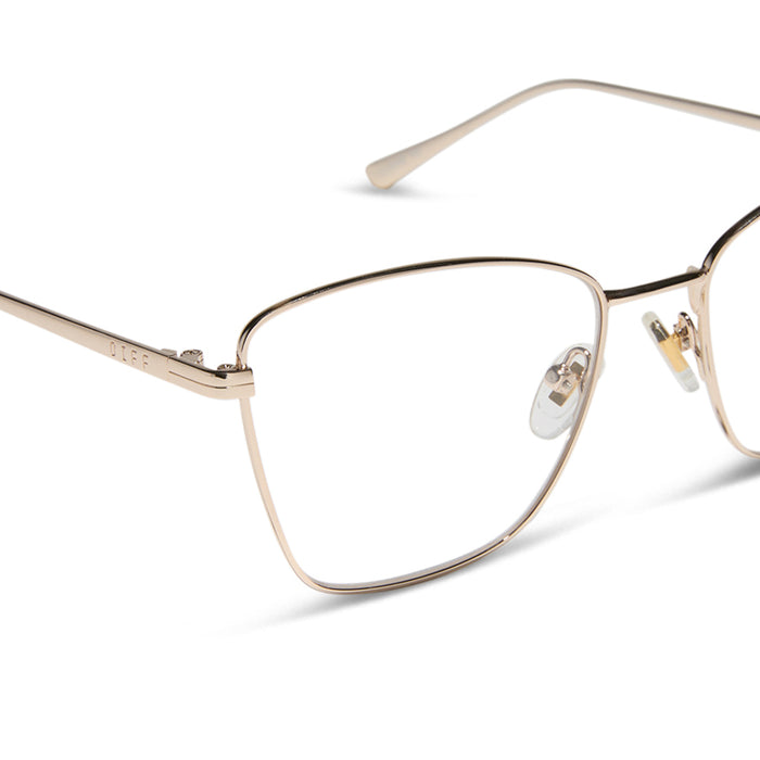 diff eyewear featuring the connie cat eye prescription glasses with a gold frame detailed view