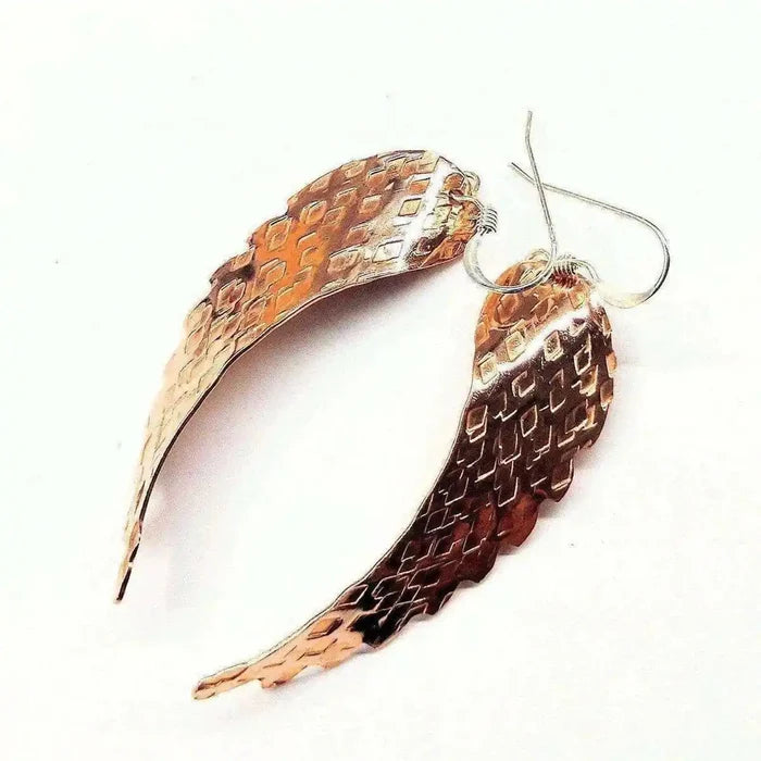 AMD1043 Copper Hammer Pattern Sculpted Angel WingsJewelryEarrings$ 45.00Alexa Martha Designs