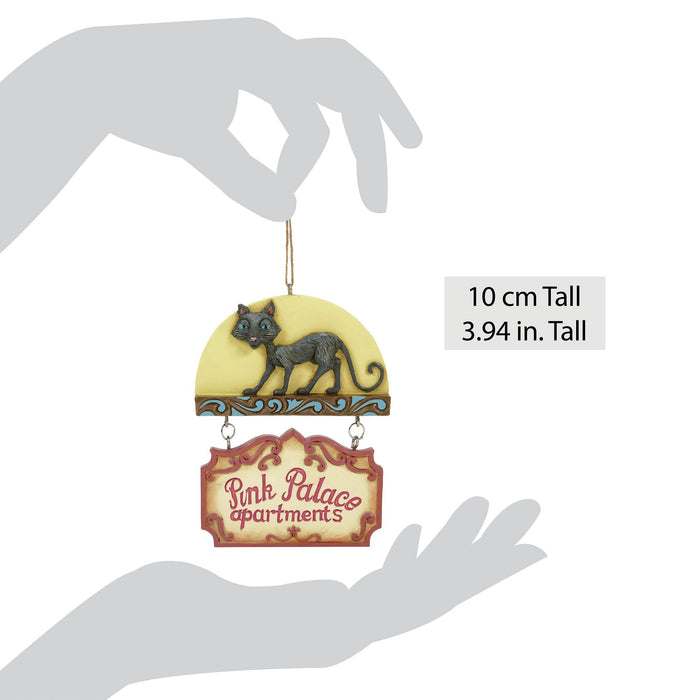 Coraline by Jim Shore | Black Cat Pink Palace Sign Orn | Hanging Ornament