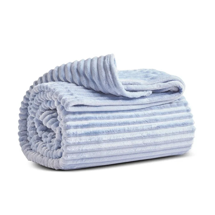 Couverture Karaca Ruby Stripe Wellsoft double, bleu