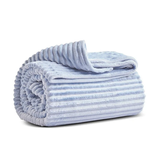 Couverture Karaca Ruby Stripe Wellsoft double, bleu