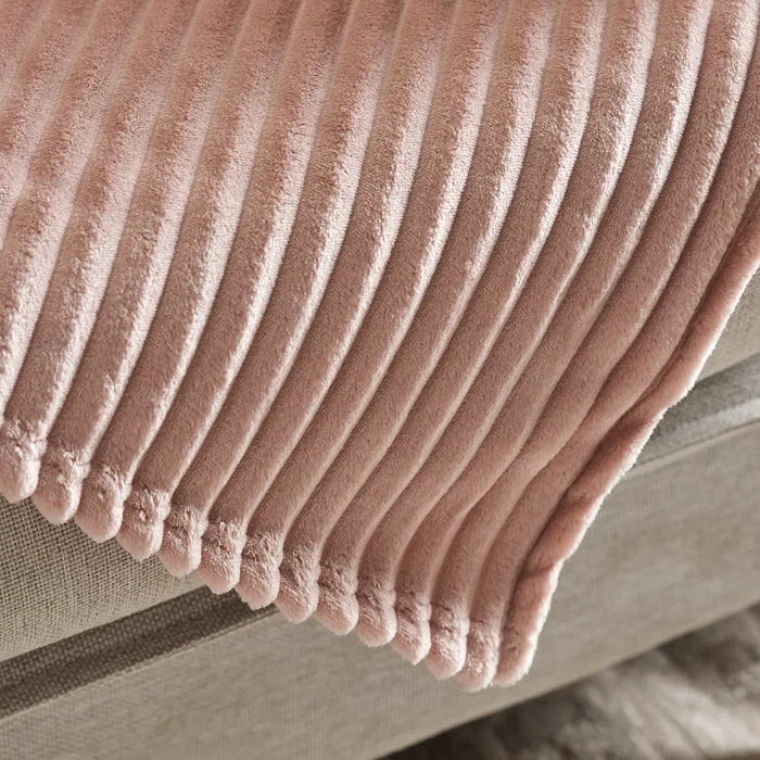 Couverture Karaca Ruby Stripe Wellsoft double, rose