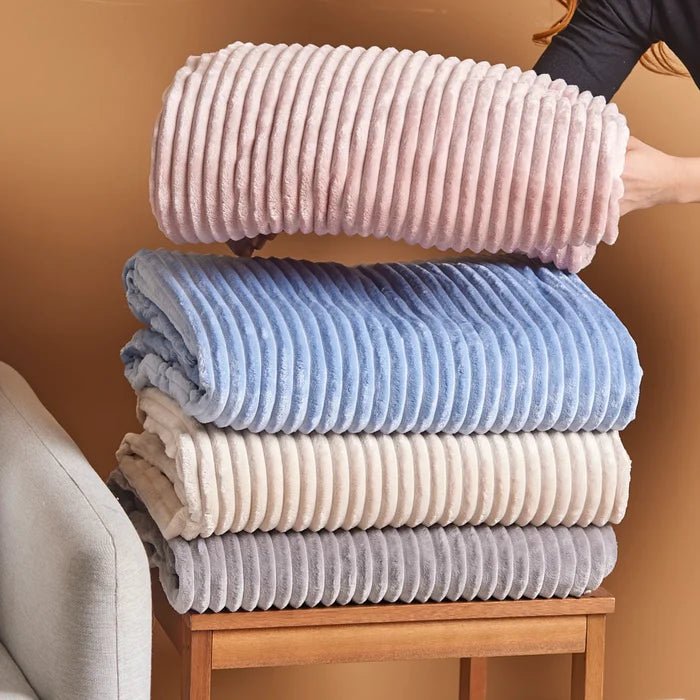 Couverture Karaca Ruby Stripe Wellsoft double, rose