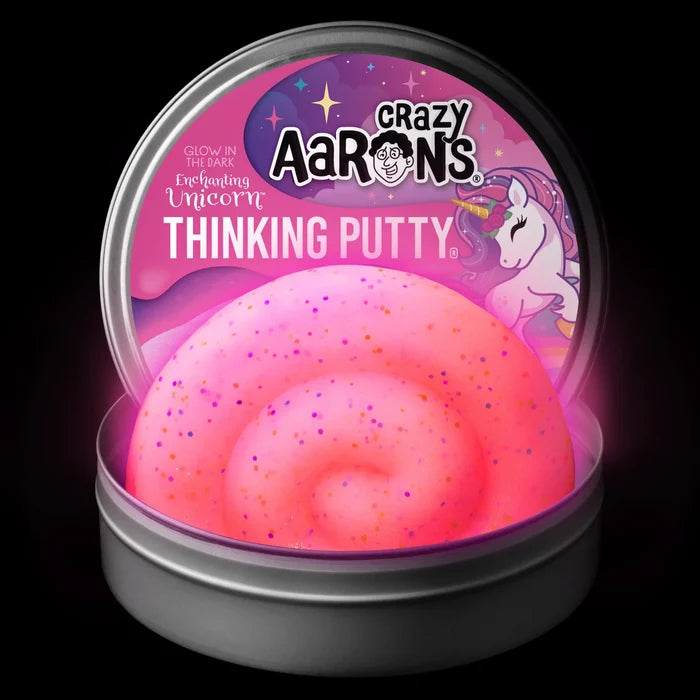Crazy Aarons Enchanting Unicorn Glowbrights® Full Size 4 Inch Thinking Putty Tin