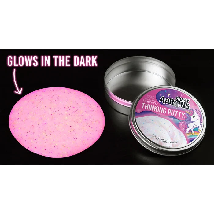 Crazy Aarons Enchanting Unicorn Glowbrights® Full Size 4 Inch Thinking Putty Tin