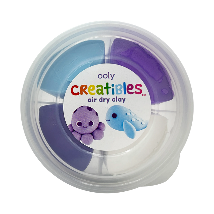 Closed tub of OOLY Creatibles Mini Air Dry Clay Kit - Ocean BFFs