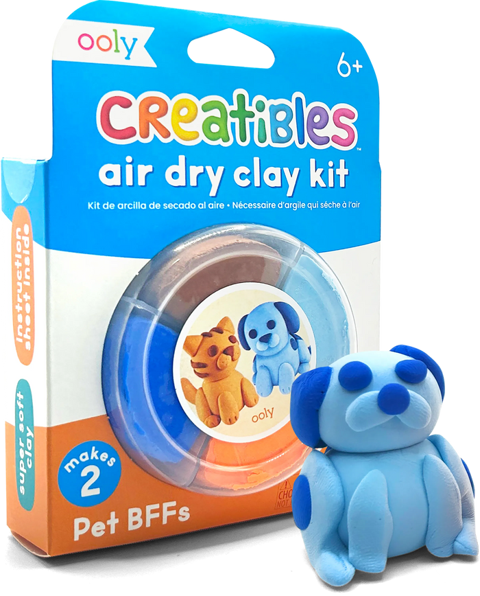 Quarter angle of packaging of OOLY Creatibles Mini Air Dry Clay Kit - Pet BFFs