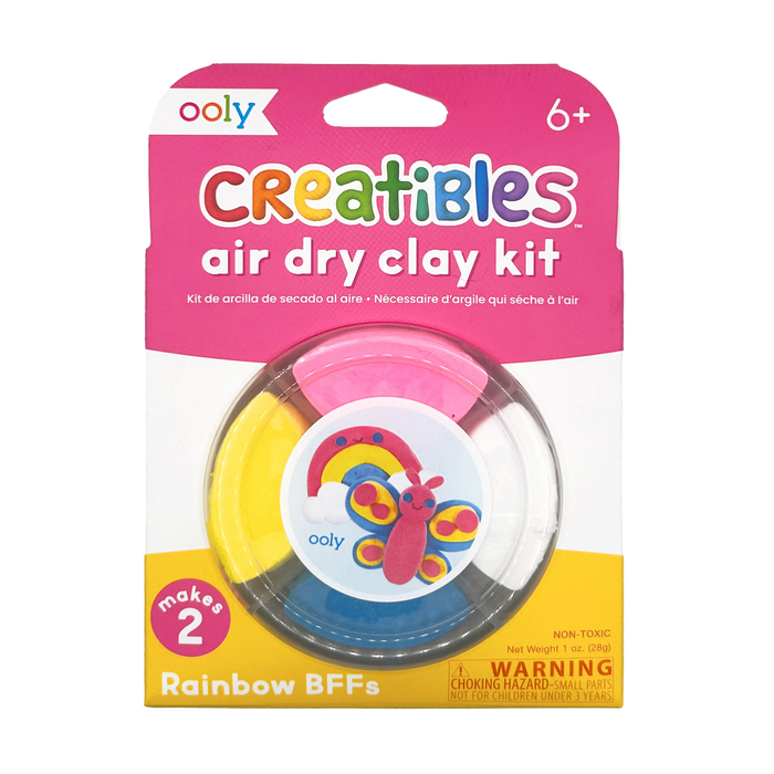 Front of packaging of OOLY Creatibles Mini Air Dry Clay Kit - Rainbow BFFs