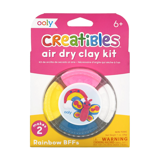Front of packaging of OOLY Creatibles Mini Air Dry Clay Kit - Rainbow BFFs