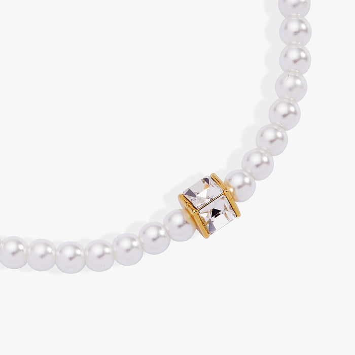 Crystal and Pearl Beaded Stretch Bracelet
