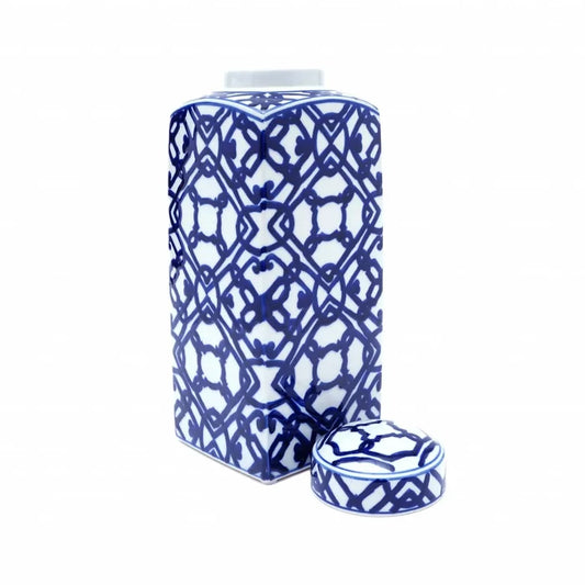 Cube rectangulaire Karaca Home Bleu Blanc, 37 cm